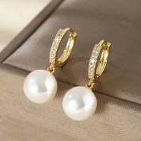 Cerelia – Geometric Pearl Drop Earrings