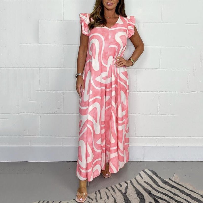 Thea | Women's Abstract Print Wide Leg Jumpsuit