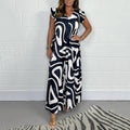 Thea | Women's Abstract Print Wide Leg Jumpsuit
