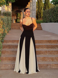 Theodora | Women's Black Contrast Maxi Dress