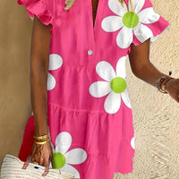 Theodora | Women's Floral Short Sleeve Midi Dress