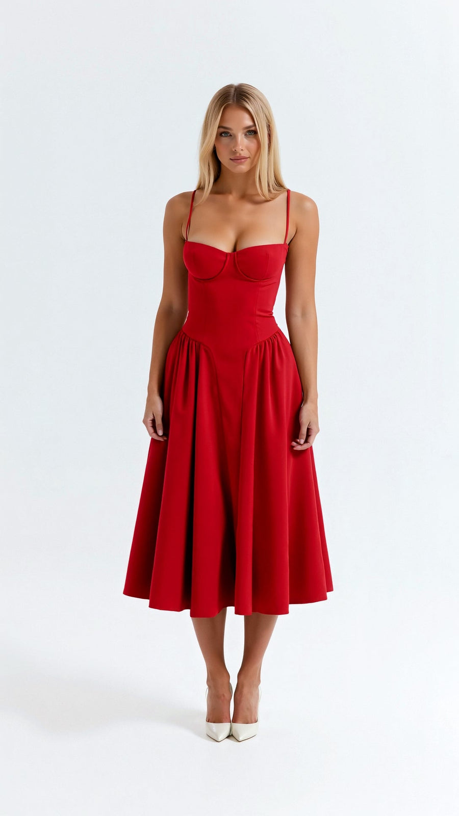 Thessamine | Women's Floral Sweetheart Corset Midi Dress