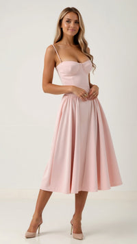 Thessamine | Women's Floral Sweetheart Corset Midi Dress