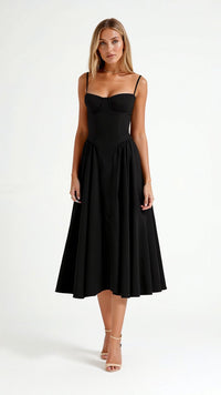 Thessamine | Women's Floral Sweetheart Corset Midi Dress