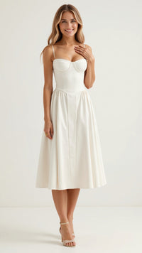 Thessamine | Women's Floral Sweetheart Corset Midi Dress