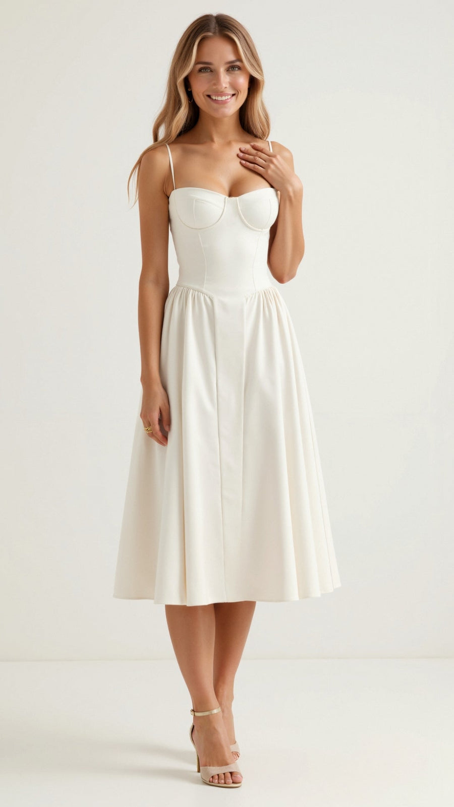 Thessamine | Women's Floral Sweetheart Corset Midi Dress