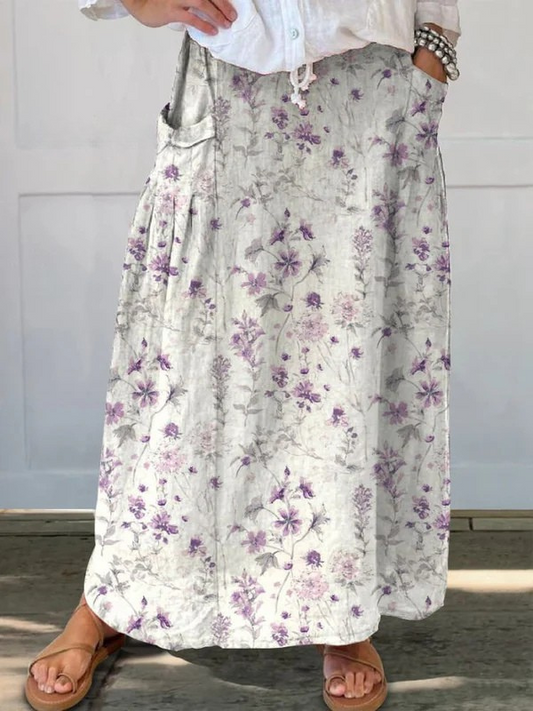 Thora | Women's Floral Maxi Skirt with Pockets