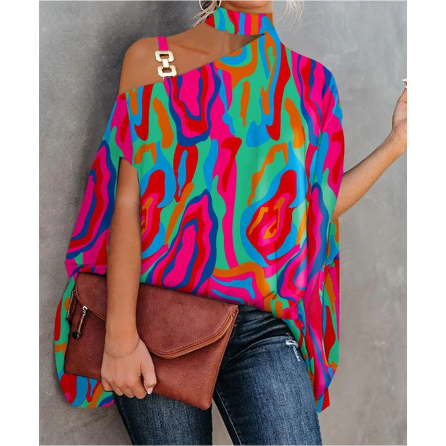 Tilda | Women's One Shoulder Geometric Print Tunic Top
