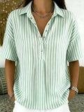 Tilda | Women's Striped Collared Half-Button Blouse