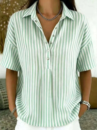 Tilda | Women's Striped Collared Half-Button Blouse