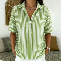 Tilda | Women's Striped Collared Half-Button Blouse