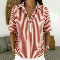 Tilda | Women's Striped Collared Half-Button Blouse