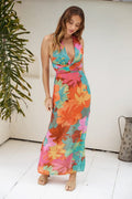 Tropical Retreat Halter Maxi Dress Pink