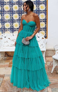 Turquoise PSY835,Sweetheart A Line Layers Tulle Long Prom