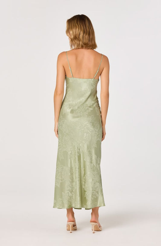 Tyla Satin Bias Cut Maxi Dress Sage