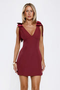 Understated Luxury Mini Dress Burgundy S Red