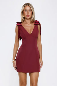 Understated Luxury Mini Dress Burgundy S Red