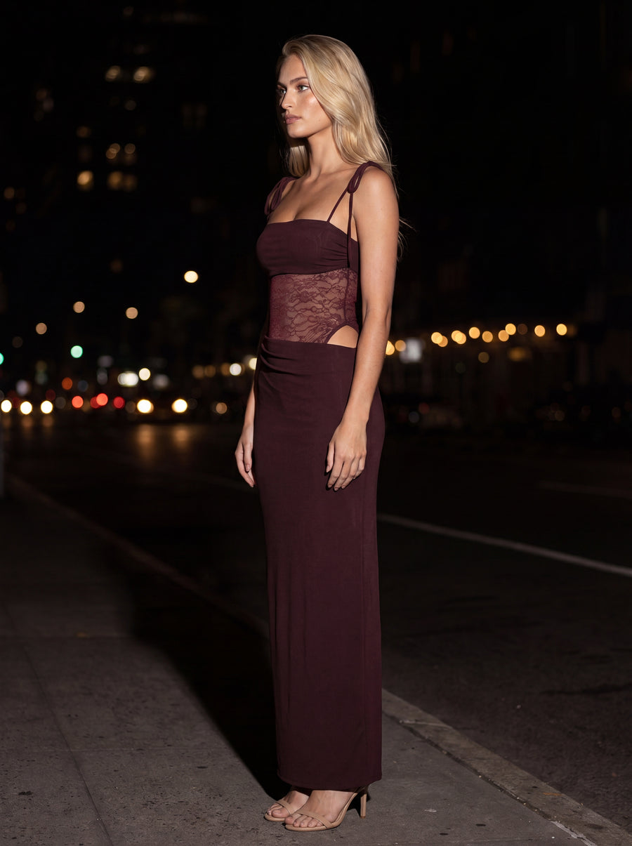 ALEXIA MAXI DRESS Burgundy side