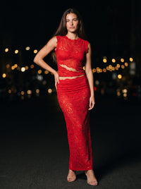 LUNA LACE MAXI SET Red back