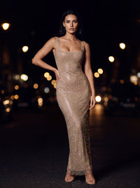ASHLEY MAXI DRESS Gold front