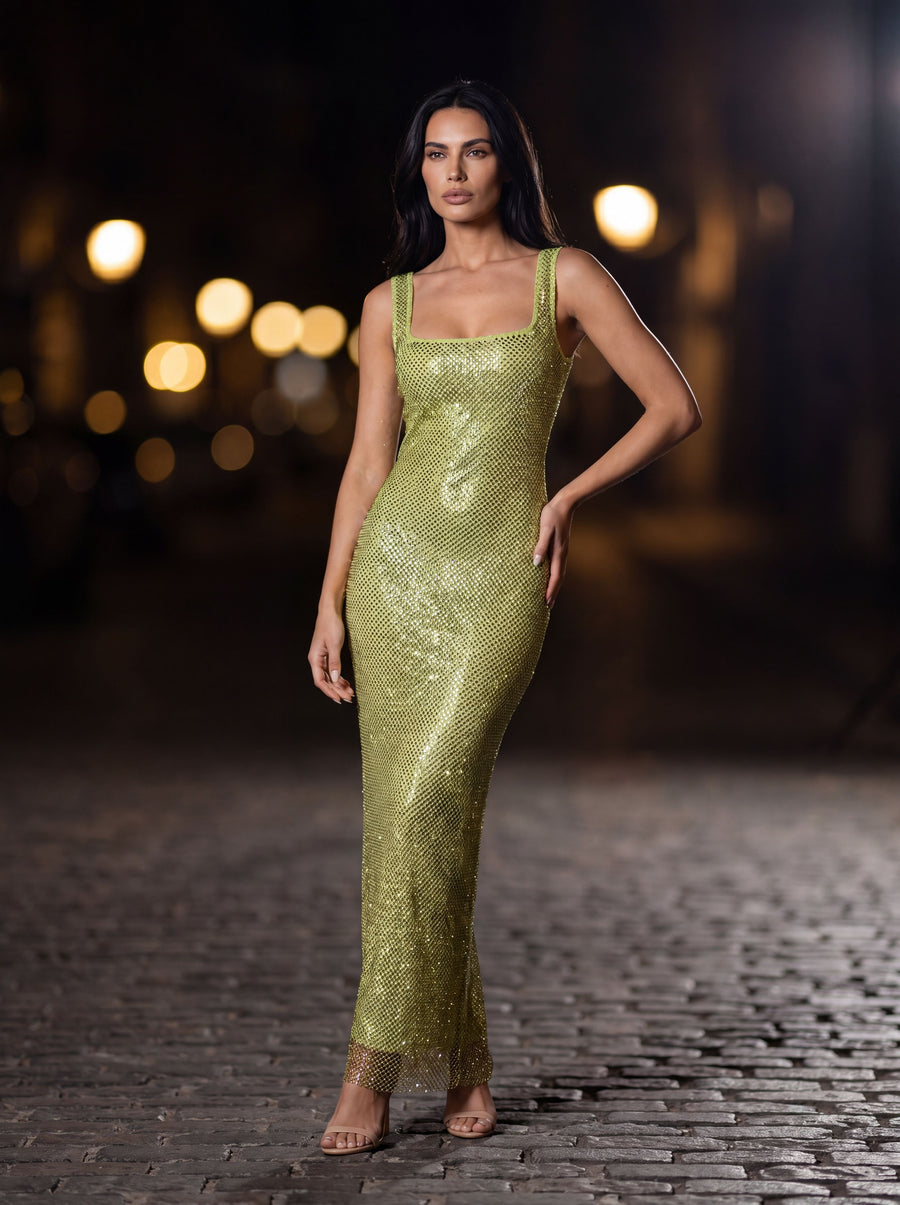 ASHLEY MAXI DRESS Olive front