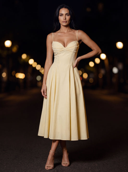 CASSIA MIDI DRESS Butter front