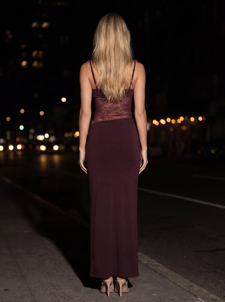 ALEXIA MAXI DRESS Burgundy back