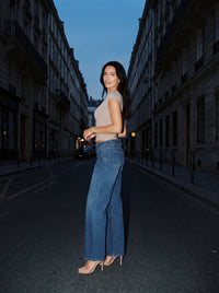 ANGEL STRIPED LOW RISE JEANS Blue lifestyle 2