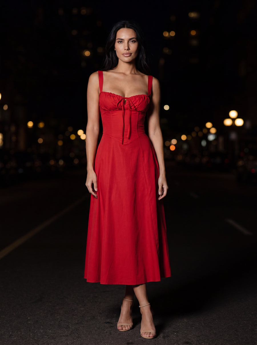 CAROLINE MAXI DRESS Red front