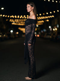 KATY LACE OFF-SHOULDER JUMPSUIT Black side