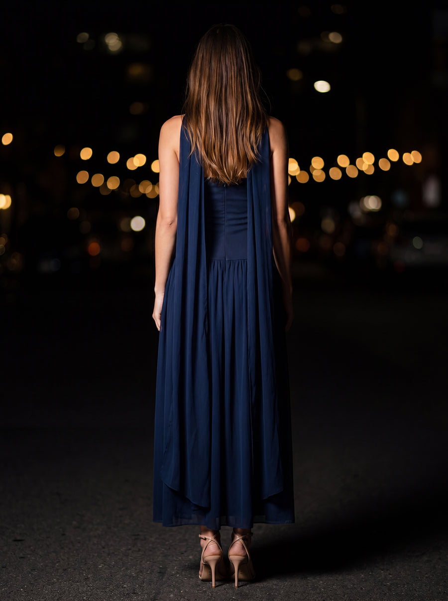 LILLIAN MAXI DRESS Blue back