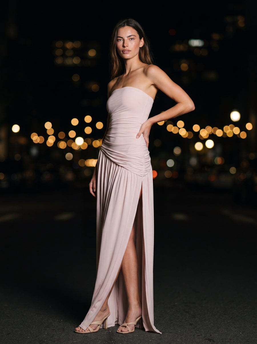 MAROON MAXI DRESS Pale Pink side