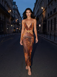LEYLAH MAXI DRESS Brown Flame lifestyle 1