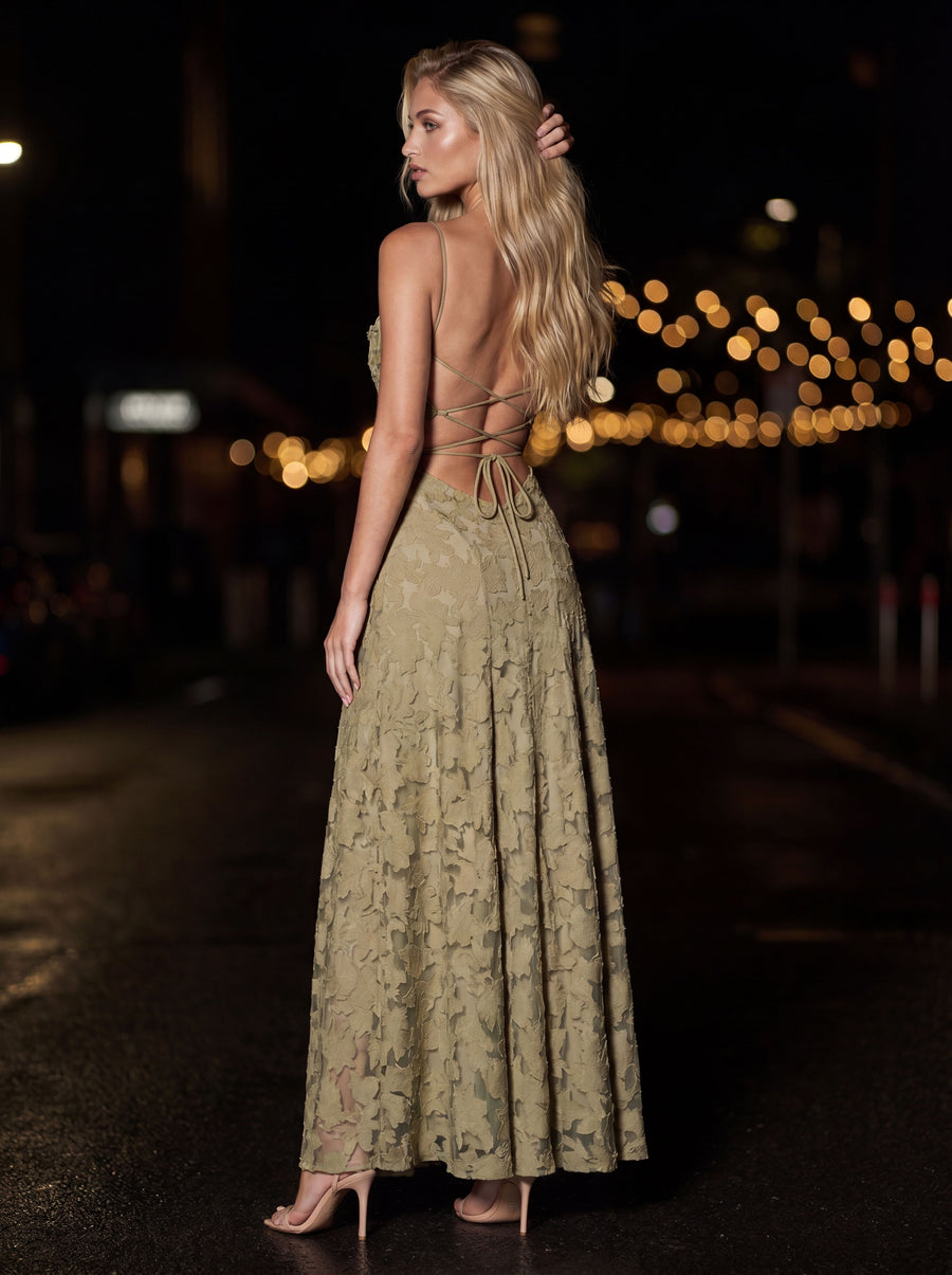 COURTNEY MAXI DRESS Sage back