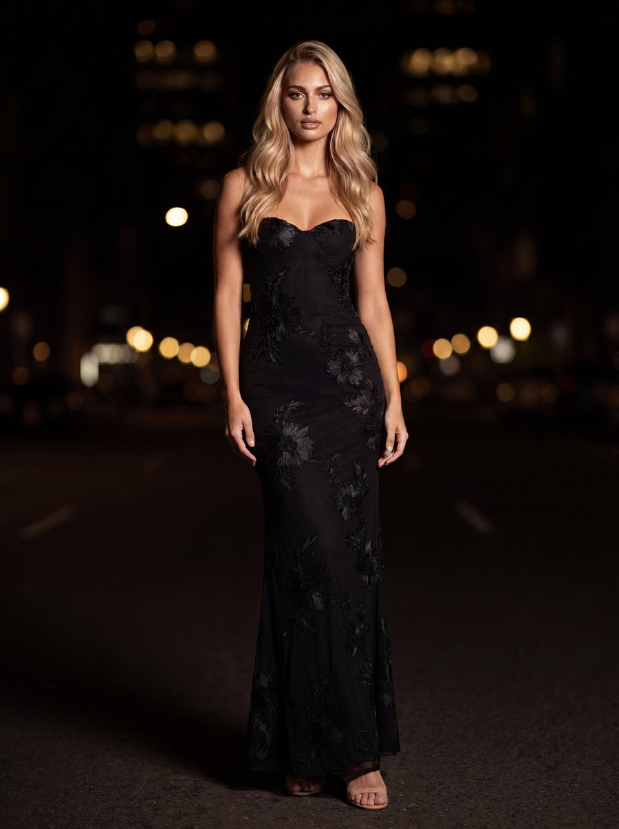 LYDIA MAXI DRESS Black front