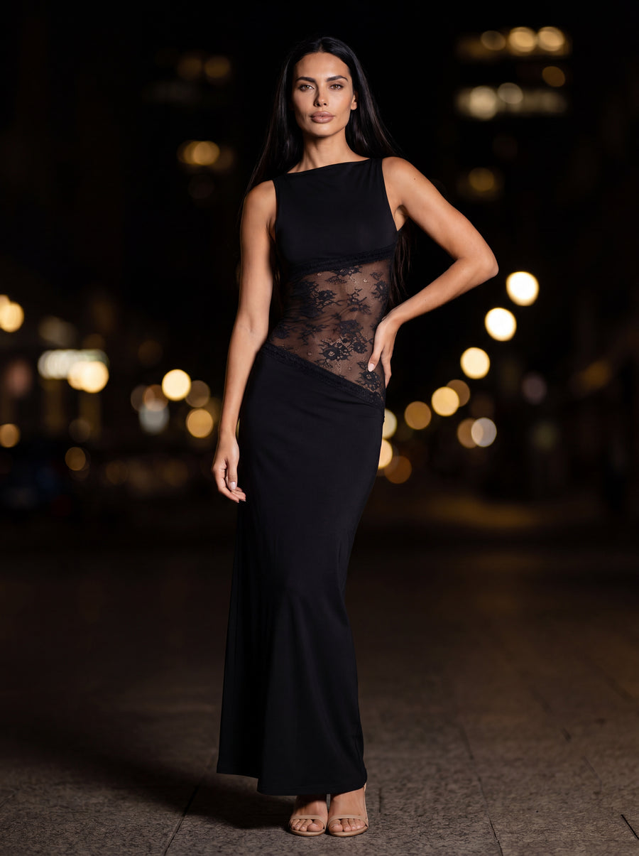 LUCIA MAXI DRESS Black back