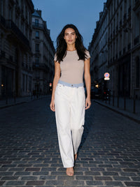 MILLY STRIPED RELAXED JEANS White lifestyle 1