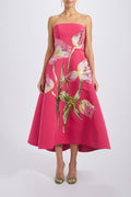Amsale Evening Sequin Applique Midi Dress P820A in Cerise