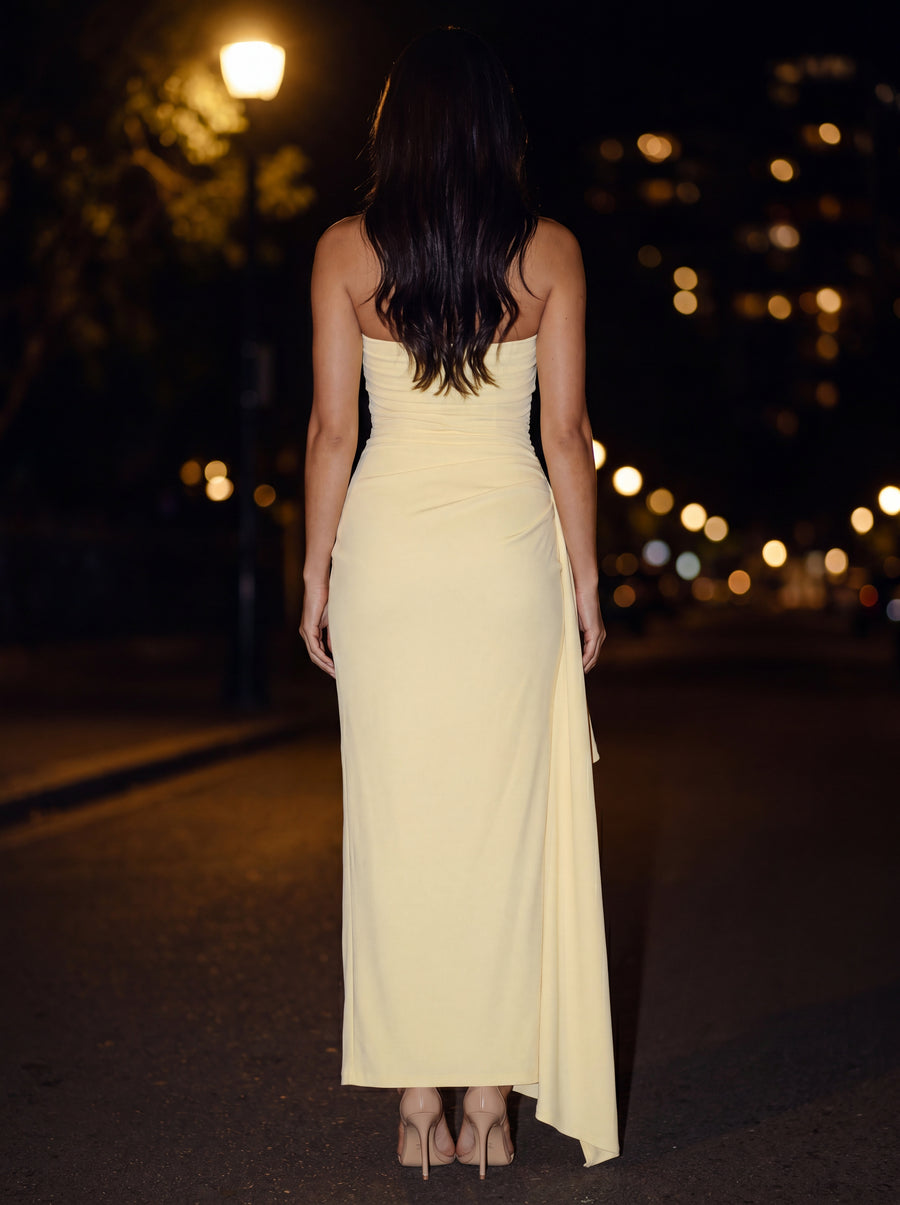 ELISA MAXI DRESS Pastel Yellow back