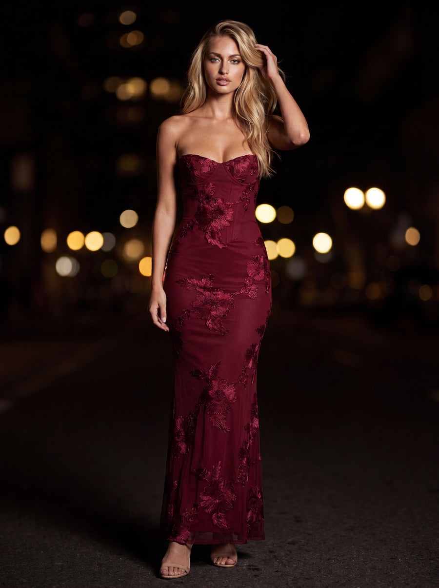 LYDIA MAXI DRESS Burgundy front
