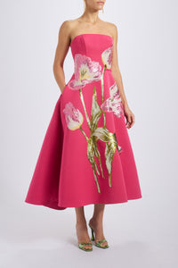 Amsale Evening Sequin Applique Midi Dress P820A in Lilac