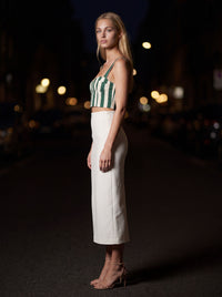 CLAUDIA TOP Green White Stripe side