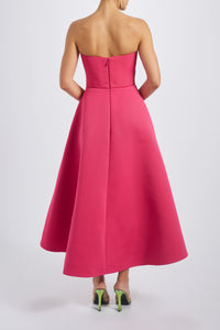 Amsale Evening Sequin Applique Midi Dress P820A in Cerise