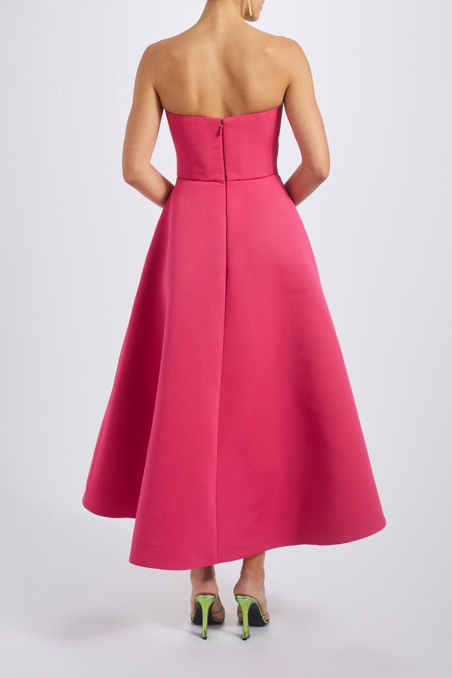 Amsale Evening Sequin Applique Midi Dress P820A in Cerise