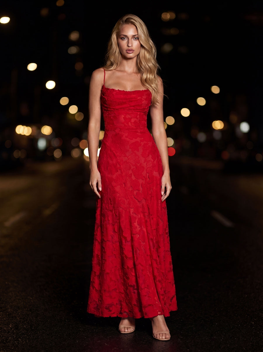 COURTNEY MAXI DRESS Red side