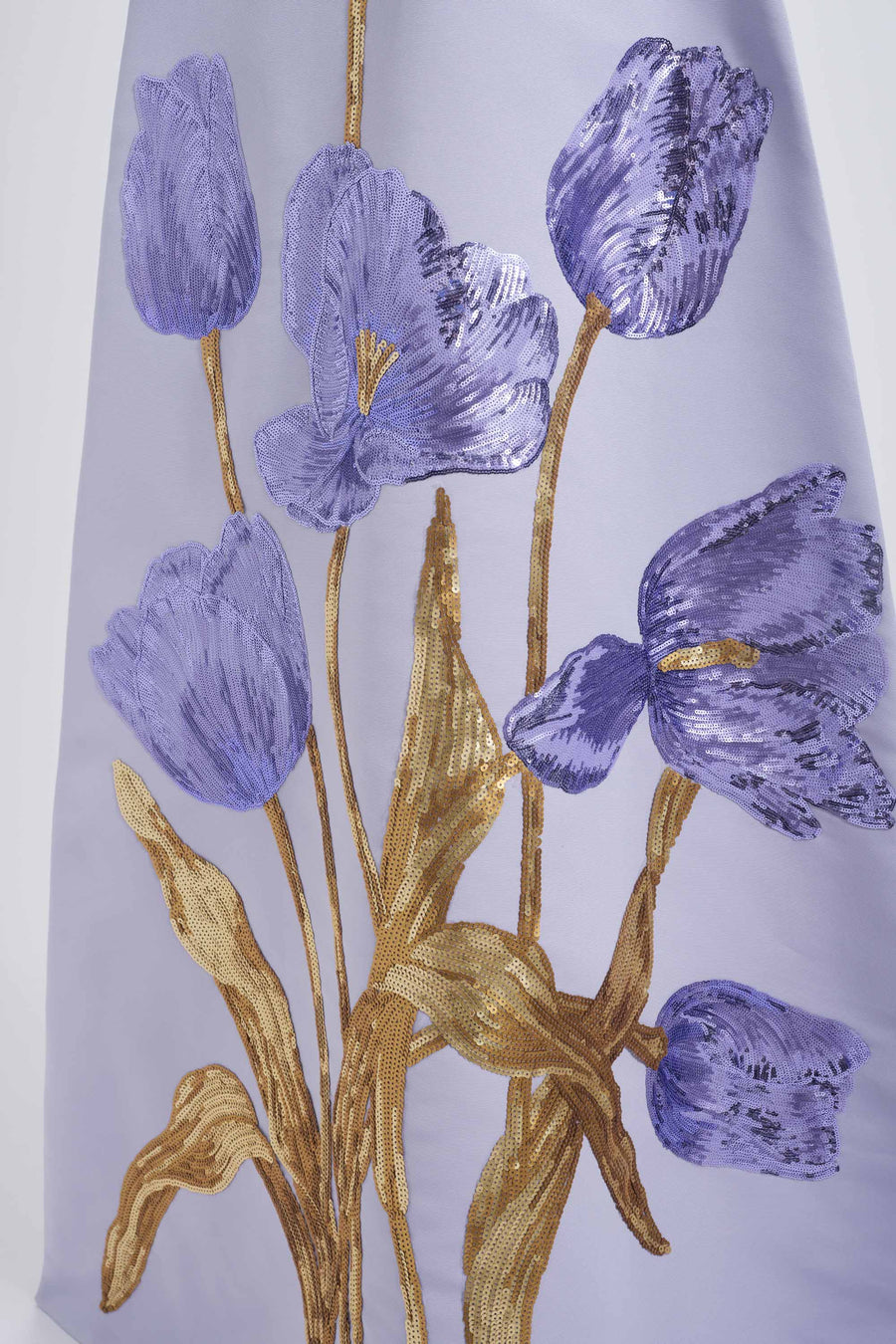 Amsale Evening Sequin Applique Midi Dress P820A in Lilac