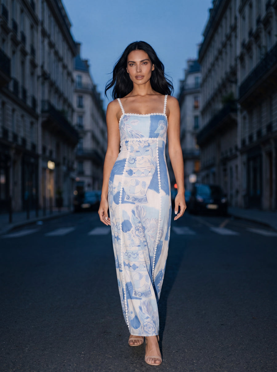 MONA MAXI DRESS Mediterranean Blue lifestyle 1
