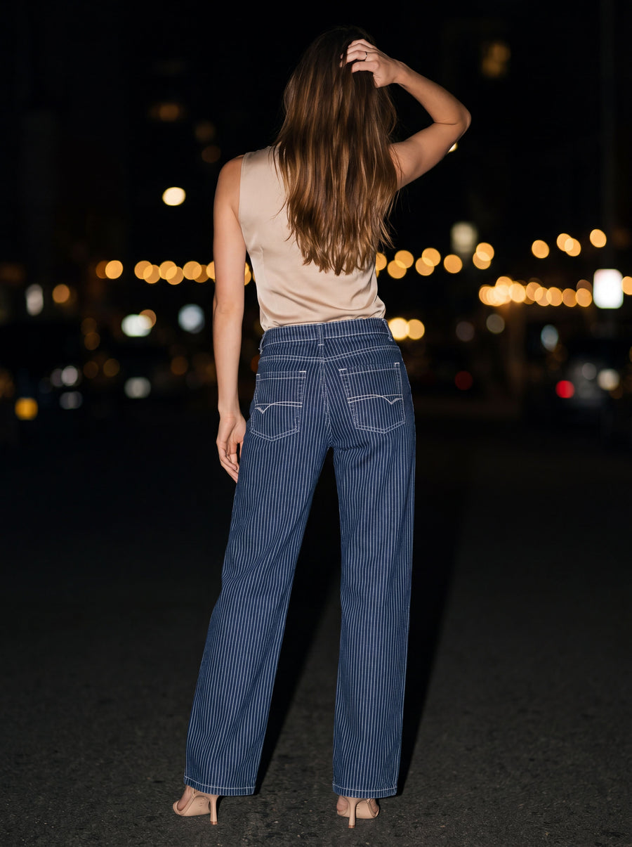 EMMA PINSTRIPE JEANS Navy back
