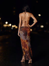 LEYLAH MAXI DRESS Brown Flame side