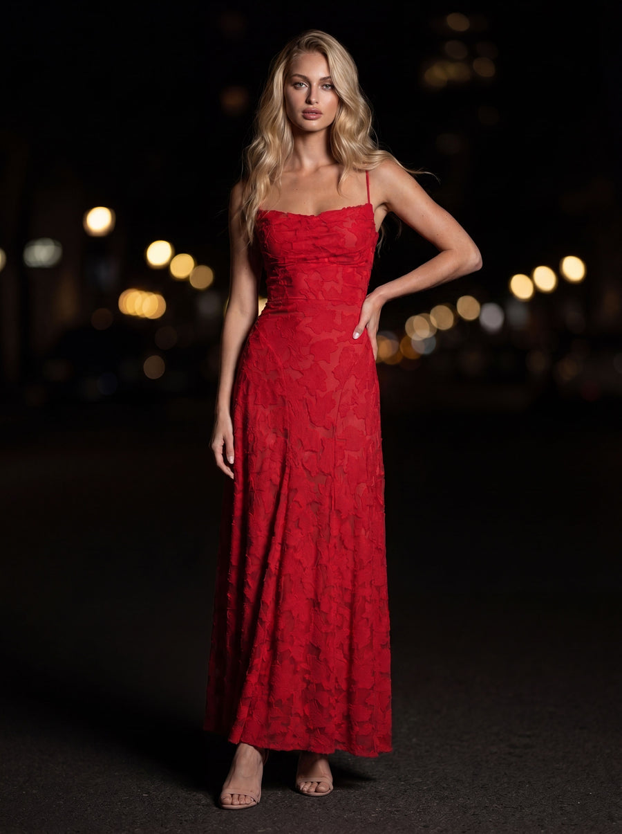 COURTNEY MAXI DRESS Red front